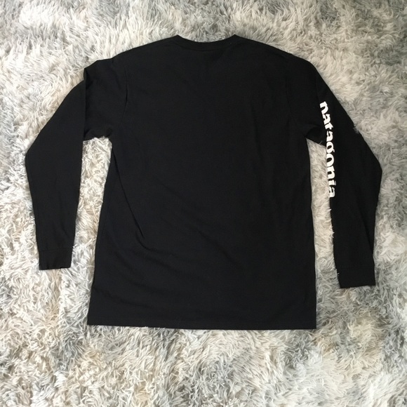 Mens Patagonia Long Sleeve T-Shirt Hiking Outdoors Black Regular Fit Size XL - Picture 5 of 5